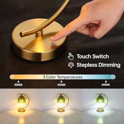Shenmoyl Set of 2 Tulip Table Lamp, 5200mAh Cordless Touch Control Table Lamp with 3 Color Temps & Stepless Dimming, Rechargeable Battery Table Lamp for Living Room, Bedroom, Office(Green Tulip) - Image 3