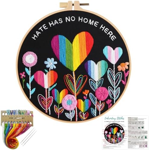 Louise Maelys LGBT Love Embroidery Kit for Beginners, Flower Pattern by LouiseMaelys