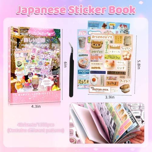 1300Pcs Japanese Sticker Book for Journaling Adult, Cute Scrapbook Stickers - Image 4
