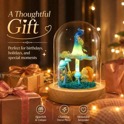 QUELIEN Mushroom Lamp,Mothers Day Mom Gifts for Mom,Light Up Mushroom in Glass Dome,Birthday Party Decorations,Ideal Birthday Gift,GirlfriendGift - Image 6