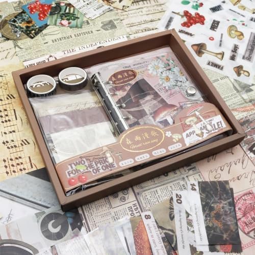 ATIRAMANIYA 346pcs Journal Supplies Kit Vintage Scrapbook Stickers Art Journaling Bullet Junk Journal Planners DIY Decoration Paper Stickers Craft Kits Notebook Collage Album (Post Office Brown Book) - Image 6