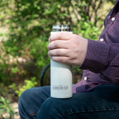 The London Sip 16.9 oz Multi-Purpose Tea Infuser Mug – Fruit Infuser Water Bottle for Hot and Cold – Double Wall Stainless Steel Insulated, Pearl White - Image 6