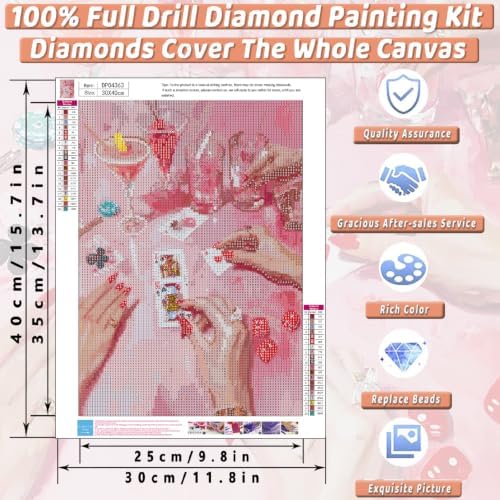 Pink Poker Diamond Art Kits for Adults Diamond Painting Kit for Beginner - Image 4