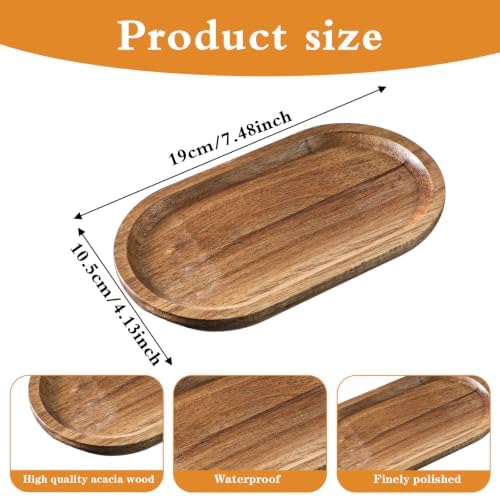 Ouligay Small Wooden Tray for Decor 7.48×4.13 Inch Mini Wood Serving Tray - Image 2