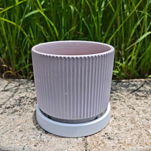 Cuteforyou 5.1 Inch Modern Textured Ceramic Succulent Planter Pot – Perfect for Small Plants, Cacti & Desk Decor – Lightweight & Durable，Pink - Image 5