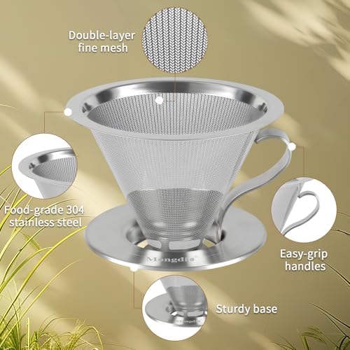 Mongdio Pour Over Coffee Maker, Stainless Steel Pour Over Coffee Filter - Image 4