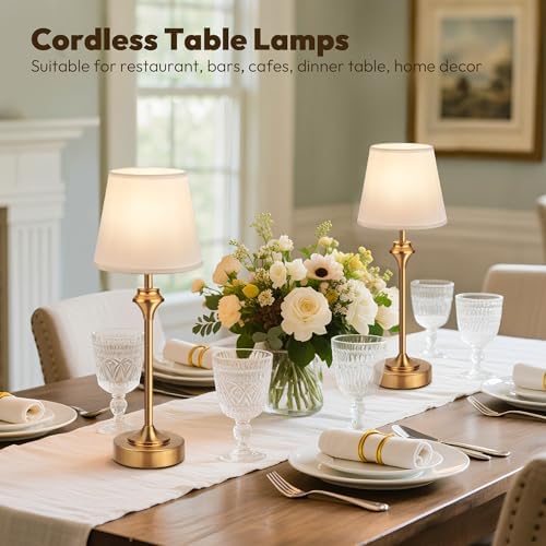 NIORSUN 10.2" Portables Cordless Table Lamp, Battery Operated Lamp,Small Bedside Table Lamp with Warm White,3 Way Dimmable Touch Desk Lamp for Living Room Restaurant Bedroom (Gold) - Image 6