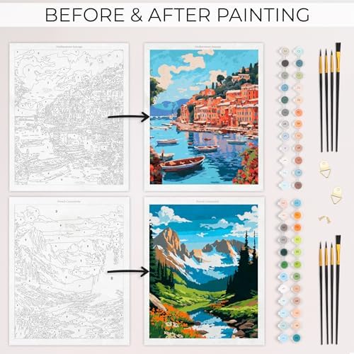 Beautiful Paint By Number Kit for Adults - Painting Set with 2 Canvases - Image 6