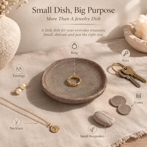 Jewelry Dish, Sand-Tone Ceramic Wabi Sabi Ring Tray - Image 5