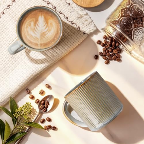 theterra Ceramic Coffee Mugs Set of 4, 14.2 oz Coffee Cups with Handle - Image 3