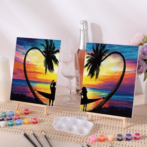 Ctosree 12 Pcs Pre Drawn Canvas for Painting,Romantic Encounter,8 x 10 Inch - Image 2
