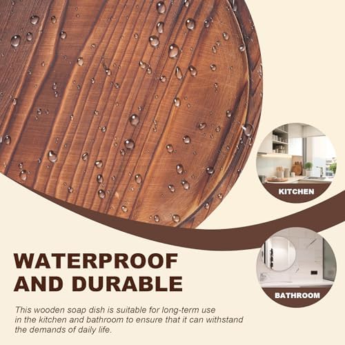 DEBETOOL Round Rustic Wood Decorative Tray - Image 3