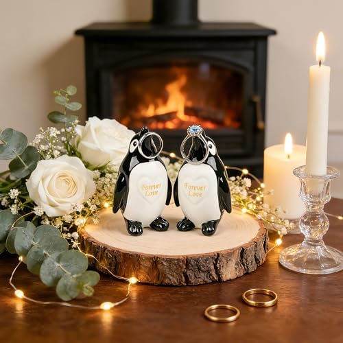 Penguin Gifts for Him Her Boyfriend Girlfriend, Set of 2 Ceramic Penguin Figurines Forever Love Anniversary Birthday Gifts for Women Men, Romantic Valentines Gift for Wife Husband Couples Cute Decor - Image 6