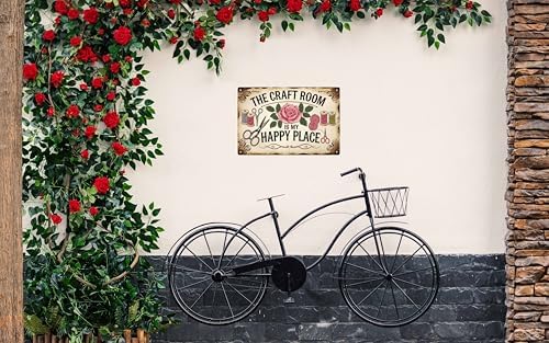 Rustic Metal Tin Sign The Craft Room Is My Happy Place 8x12 in Artistic Home & Office Decor Vintage Wall Art for Cafe Bar Restaurant Laundry Room Garage Bedroom Decoration - Image 5