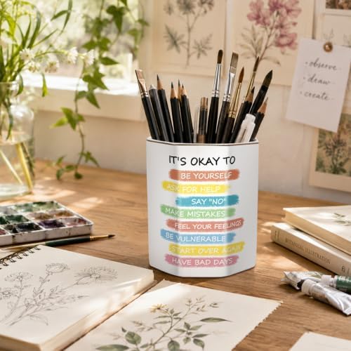 Pen Holder for Desk, Desk Organizer for Office, Inspiring Words - Image 6
