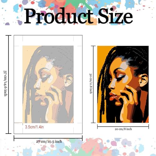 African American Girl 6 Sets Paint by Number Kit for Adults 8 x 12 inch Canvas Black Girl with Sunflowers DIY Oil Painting Easy for Beginner Paint by Numbers Acrylic Pigment-Girls Night Party Choice - Image 3