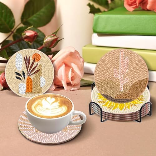 DOTSOPS 8 Pcs Landscape Diamond Painting Coasters with Holder for Beginners - Image 4