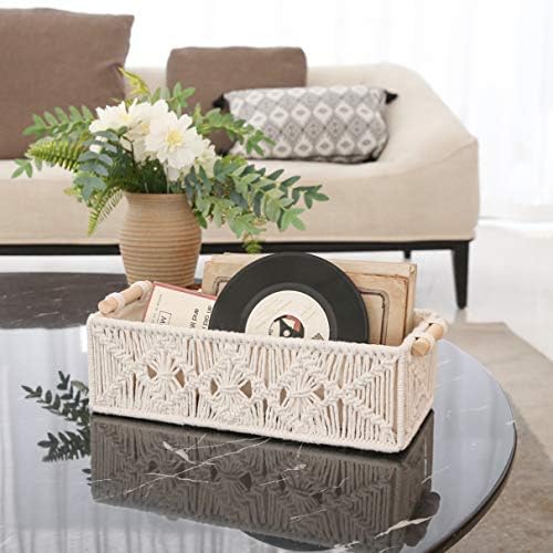 Mkono 1Pc Macrame Storage Basket, Boho Decor Toilet Paper Organizer, Ivory - Image 6