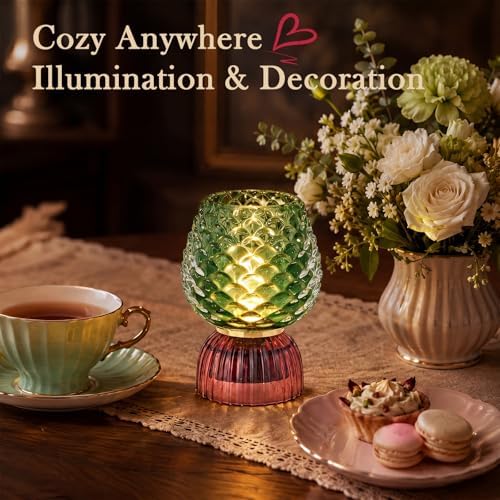 Small Battery Operated Lamp with Timer, Pinecone, Green - Image 6