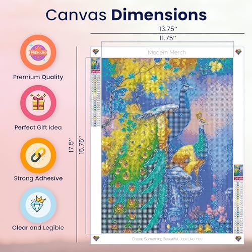 Peacock Feather Landscape Diamond Art for Adults 5D Round Drill Kit 12x16 - Image 4
