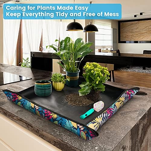 3PCS 29.5" x 29.5" Repotting mat for House Plant Care and Dirt Spill Control Portable Potting Tray - Image 3