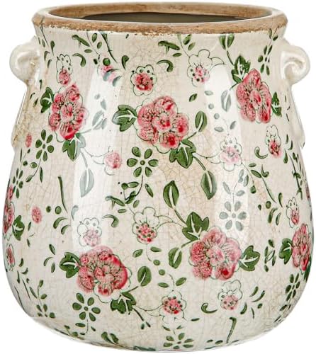 Ceramic Scroll Planter 6.5 Inch, Red Plum by Unknown