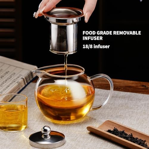 PARACITY Tea Pot with Infuser, 34 oz Stovetop Glass Tea Kettle, Round Body - Image 3