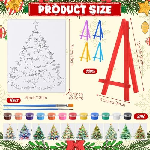 Blosssound 10 Set Christmas Tree Pre Printed Canvas for Painting 5x7 - Image 2