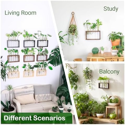 Propagation Station, Plants Terrarium, Plants Lover Gifts for Women,Plant Cutting Holder Home décor,Gifts for Women,House Warming New Home-5 Tubes-Brown - Image 6