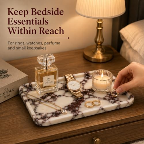 Marble Vanity Tray, 9.84 x 6.69 in, White Burgundy - Image 6