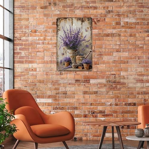 Flower Bunch Retro Lavender Metal Signs Botanical Theme Vintage Tin Signs for Rustic French Country, Bathroom, Garden, Farmhouse Bar Cafe Wall Decor, Gifts for Women, 8 x 12 inches (Lavender) - Image 5