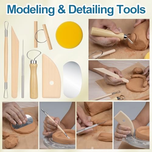 Amrules 8 Pcs Polymer Clay Sculpting Tools Kit for Adults, Light Yellow - Image 6