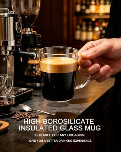 LUXU Glass Coffee Mugs, 17 oz Ice coffee cups,Large Beer Mugs Set of 4 - Image 3