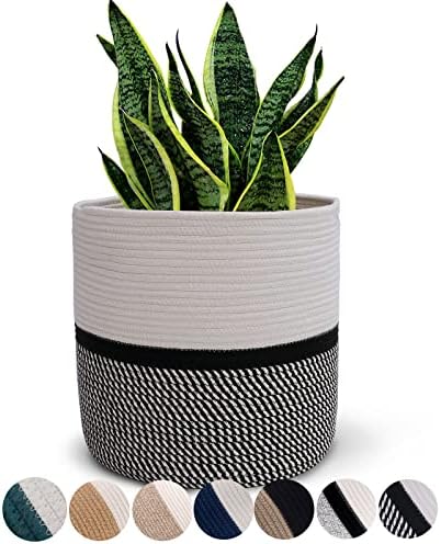 Cotton Rope Plant Basket Woven Basket for 10" 11" Pot by Oradrem