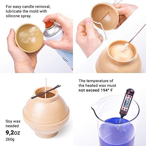 Ball Diameter: 3.1 in - Sphere - 30 ft. of Wick Included as a Gift - Plastic Candle molds for Making Candles - Image 4