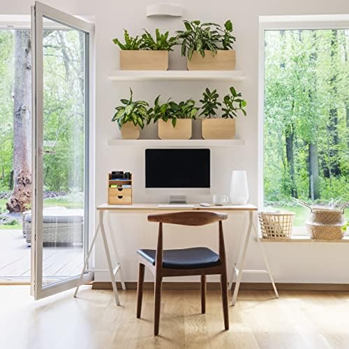 Relaxdays Desk Organiser, 2 Drawers & Shelves, Office Utensils, Bamboo Drawer Box, HBT 24 x 19 x 13 cm, Natural - Image 5