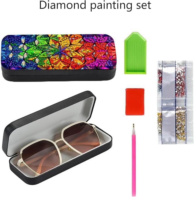 Leatrice 5d Diamond Art Kits for Adults Small Diamond Painting Kit Gem Art Paint by Diamonds Dots Eyeglasses Case DIY for Beginner Women