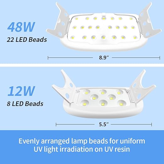 2 Pack UV Light for Resin, Large Size Foldable UV Resin Lamp and Mini Portable Light, Fast Curing and Light Weight UV Lamp, Resin Kits for Jewelry Making, DIY Craft
