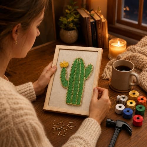 RM Studio DIY Cactus String Art Kit, Arts and Crafts for Adults Women Teen Girl, Handmade Funny Gift Art Project for Home Décor, Keepsake & Creative Crafts - Image 4