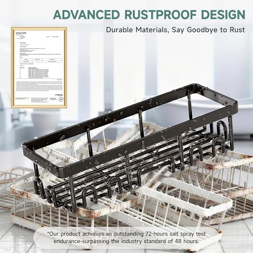 Veken Shower Caddy 6-Pack with Hooks, Bathroom Organizers & Storage, Black - Image 4