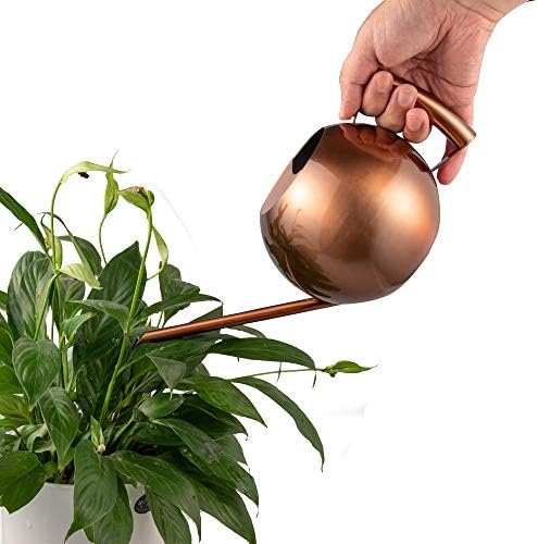 IMEEA 45oz/1.3Liter Metal Watering Cans for Indoor Plants Stainless Steel for Office Fish Bowl Shape (Copper Color) - Image 2