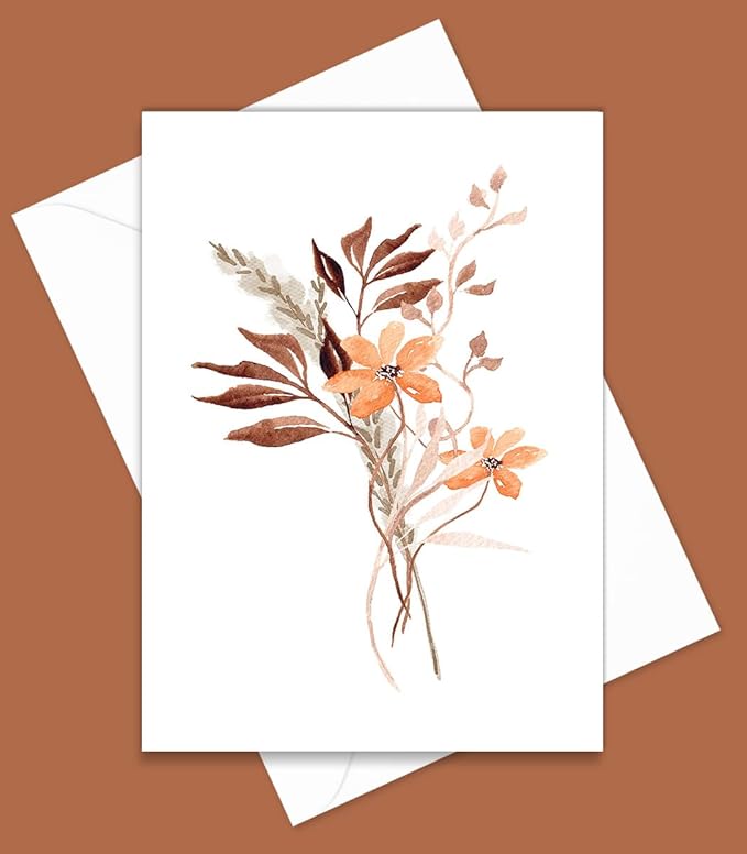 Summer Wildflower Greeting Cards, Set of 10, All Occasion 5 x 7 inch Note Cards with Envelopes, Blank Inside, Colorful Watercolor Floral Bouquet Designs