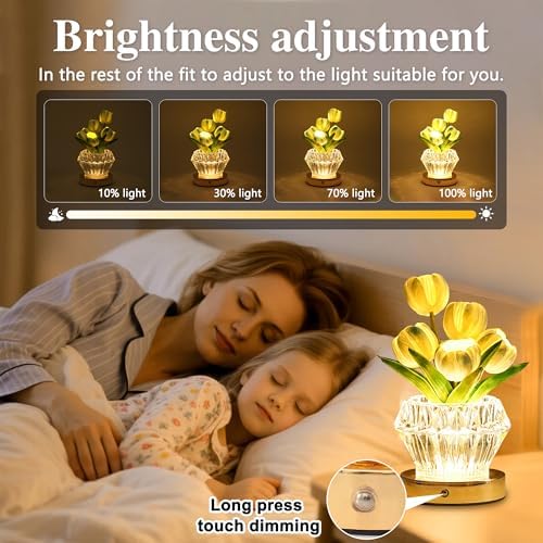 Blue Tulip Flower Lamp Diamond Vase Decor Gifts for Women - Image 3