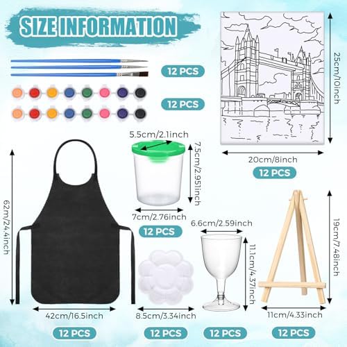Sherr 96 Pcs 12 Set Pre Drawn Canvas Painting Kits, City - Image 2
