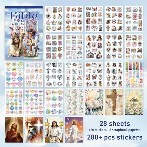 Inspirational Bible Verse Stickers Book, 28 Pages 353 Pcs Religious Scripture Stickers for Women and Adults Bible Journaling and Water Bottle - Image 2