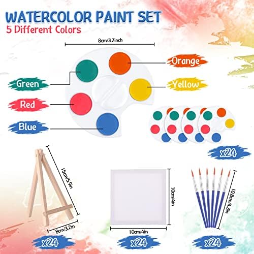 Crtiin 24 Set Mini Watercolor Paint Kit with 4x4 Canvas Easel Brush - Image 2