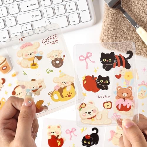 128Pcs Cute Pets for Scrapbooking,Self-Adhesive Transparent Cute Pets Scrapbook Supplies Journaling Supplies for Adult Card Making Letters DIY Water Bottle Cards Decoration - Image 4