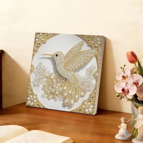 DIY Pearl Art Painting with Frame Creative Pattern Design Festival Stress-Relieving Home Wall Decoration 9.8X9.8in Tool Included-Hummingbird - Image 7