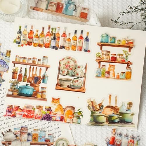 120Pcs Iandscape Stickers for Scrapbooking,Self-Adhesive Transparent Iandscape Stickers Scrapbook Supplies Journaling Supplies for Adult Card Making Letters DIY Water Bottle Cards Decoration - Image 4