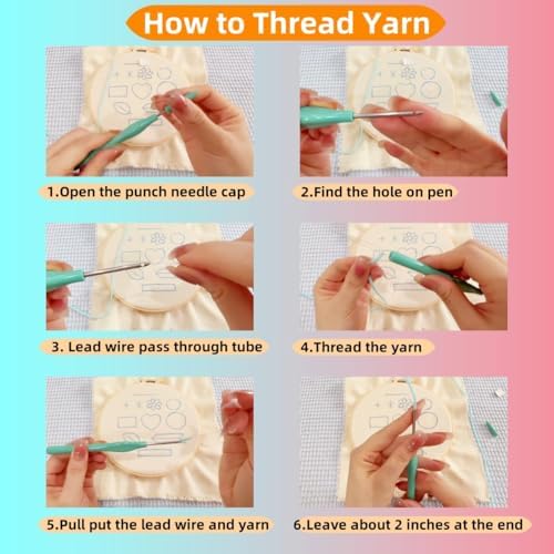 DIY Punch Needle Kits Panda with Sunset with Hoop 20x20cm-2 - Image 4